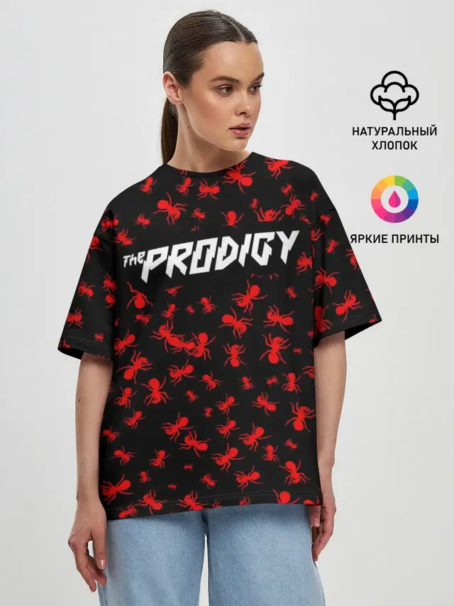 Женская футболка оверсайз с принтом «Prodigy — The Prodigy + Спина»