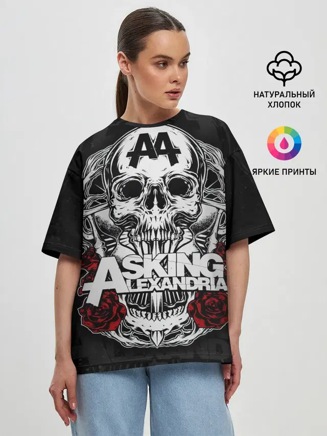 Женская футболка оверсайз с принтом «Asking Alexandria»