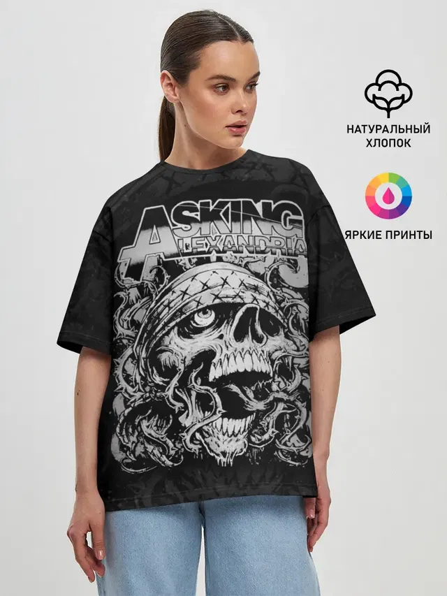 Женская футболка оверсайз с принтом «Asking Alexandria»