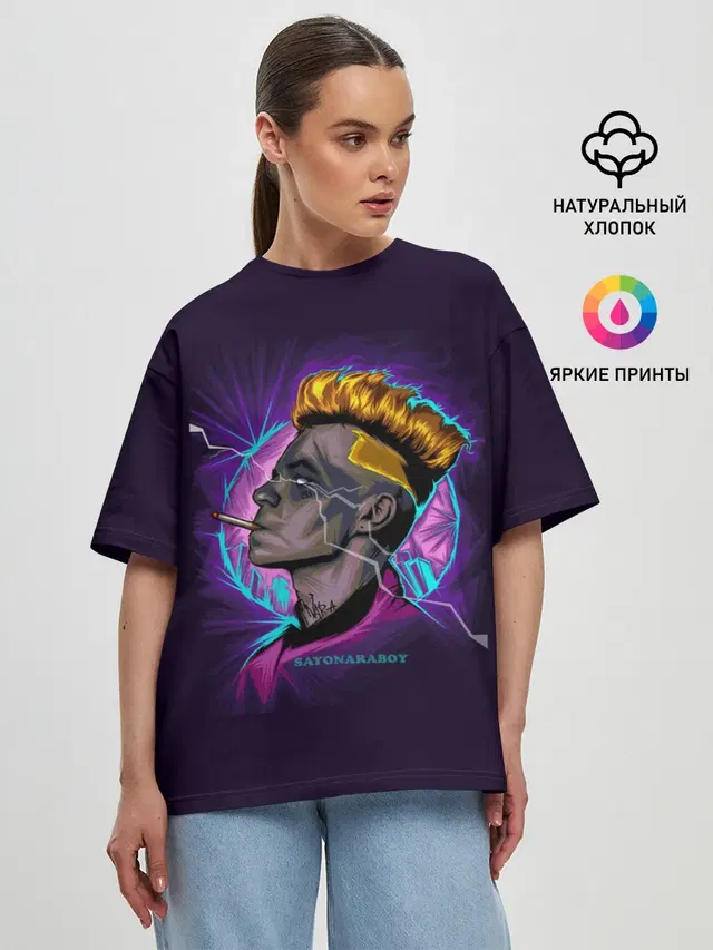 Женская футболка оверсайз с принтом «Элджей — SAYONARA BOY.»