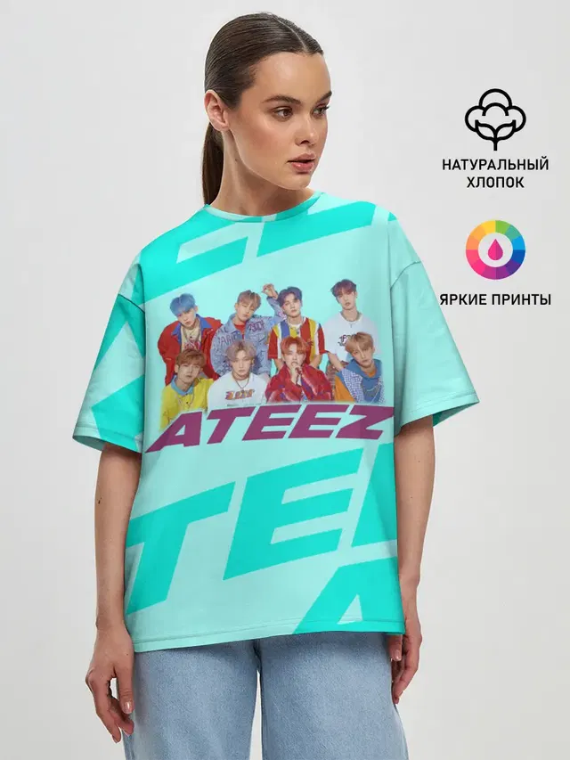 Женская футболка оверсайз с принтом «Ateez»