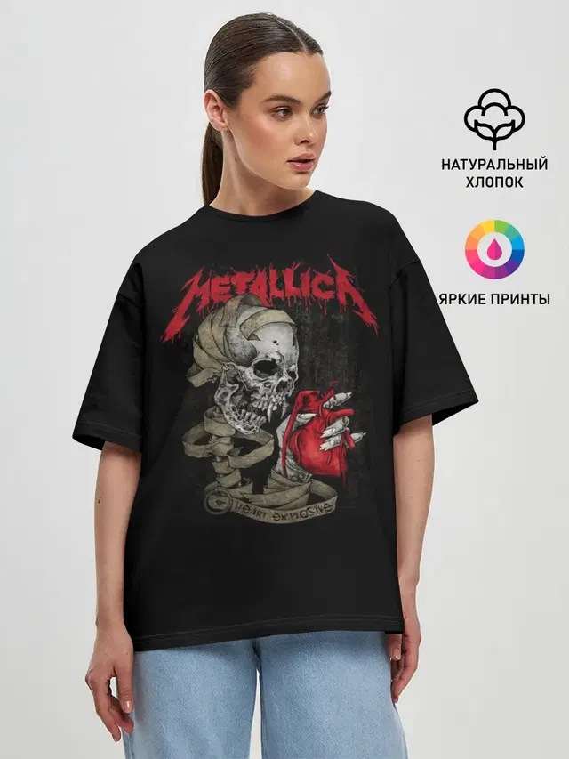 Женская футболка оверсайз с принтом «Metallica»