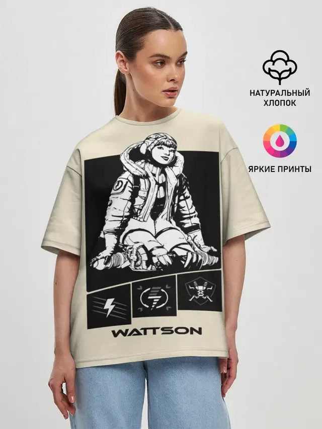 Женская футболка оверсайз с принтом «Apex Legends Wattson»