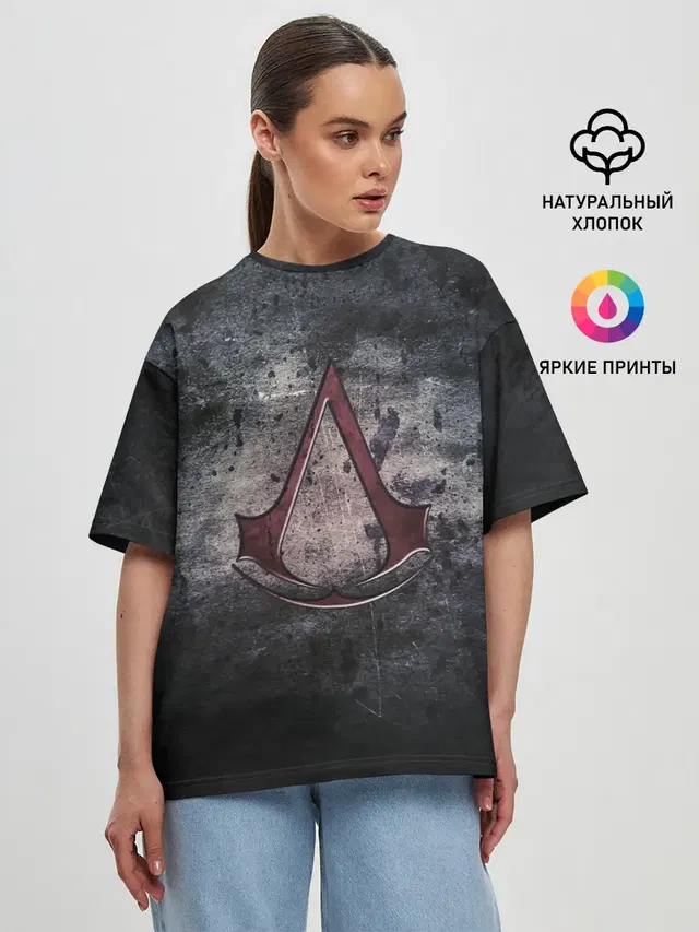 Женская футболка оверсайз с принтом «Assassin's Creed insignia»