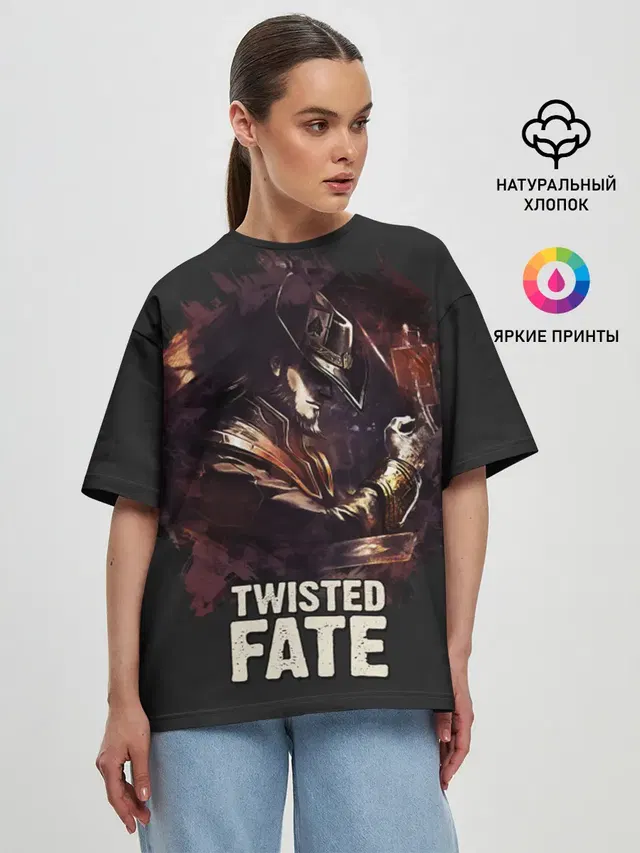 Женская футболка оверсайз с принтом «Twisted Fate»