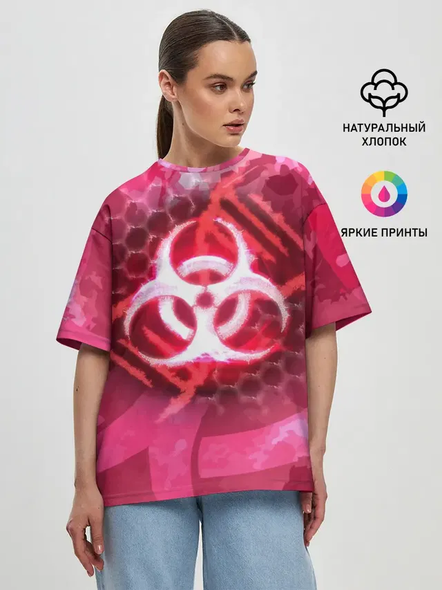 Женская футболка оверсайз с принтом «Разные игры — Plague Inc LC»