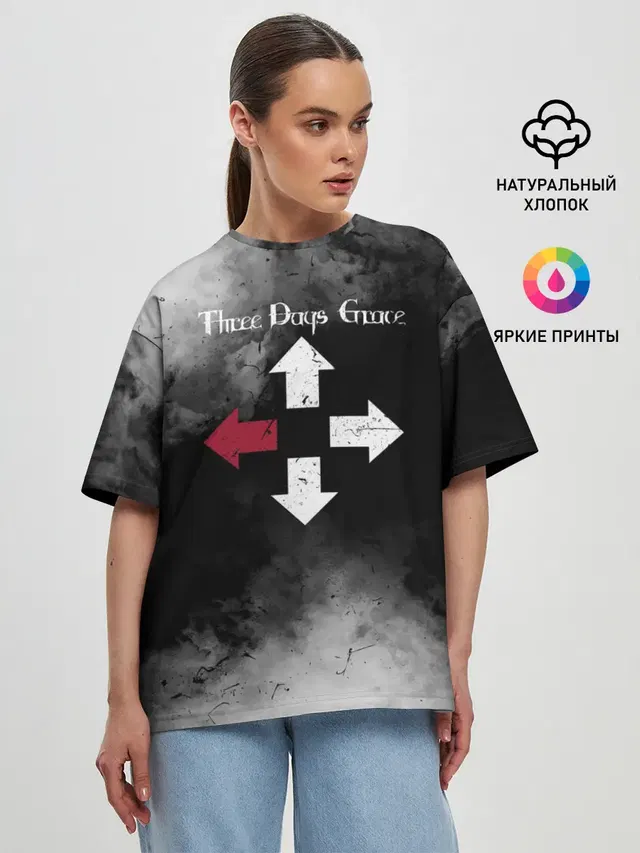 Женская футболка оверсайз с принтом «Three Days Grace»