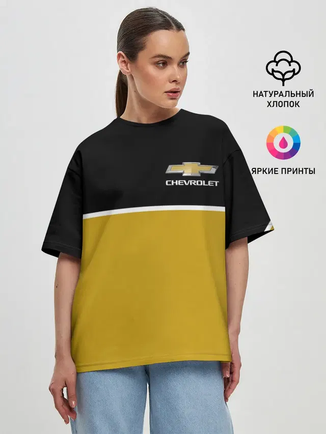 Женская футболка оверсайз с принтом «Chevrolet»