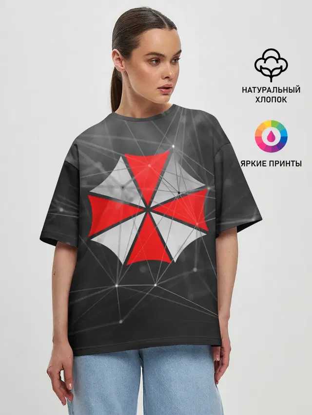 Женская футболка оверсайз с принтом «Plexus network — UMBRELLA CORP»