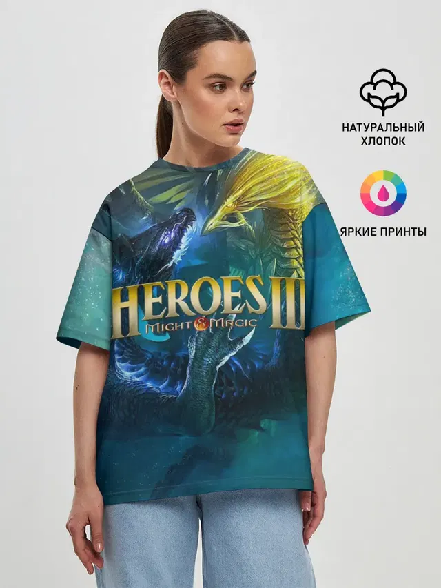 Женская футболка оверсайз с принтом «Heroes — Heroes of Might and Magic»