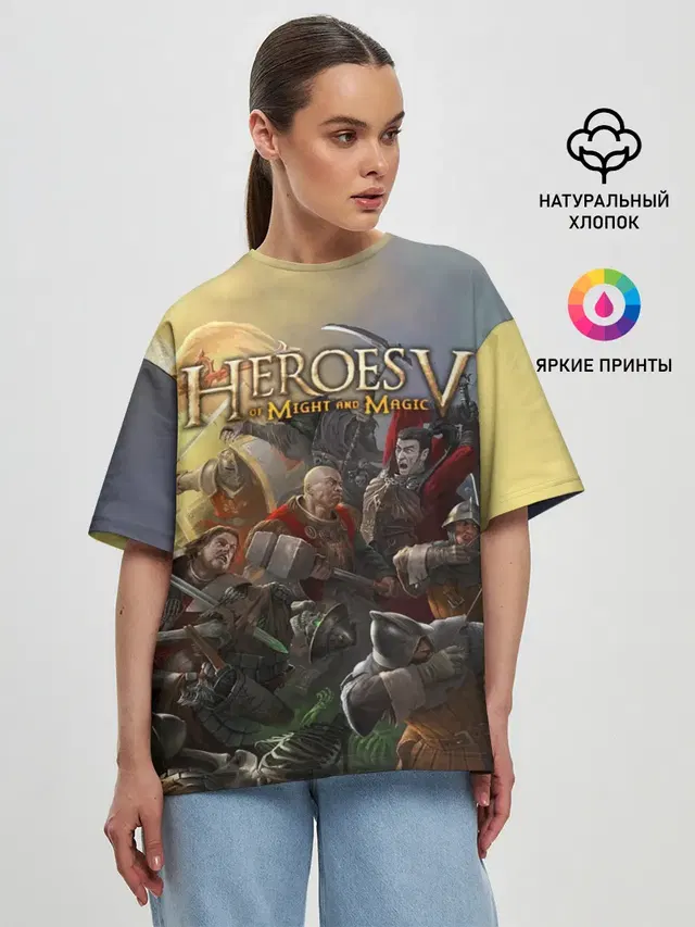 Женская футболка оверсайз с принтом «Heroes — Heroes of Might and Magic»