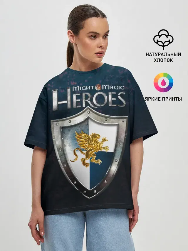Женская футболка оверсайз с принтом «Heroes — Heroes of Might and Magic»