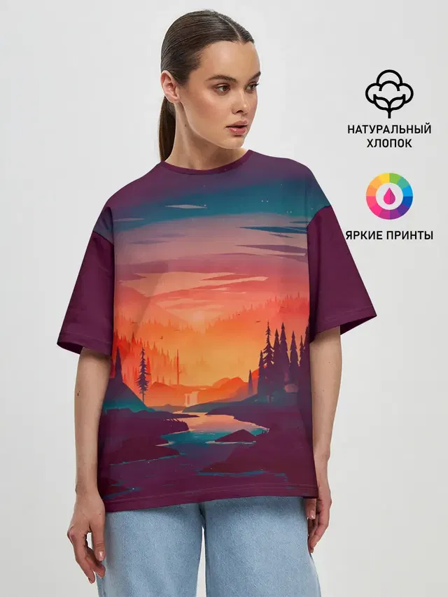 Minimal forest sunset