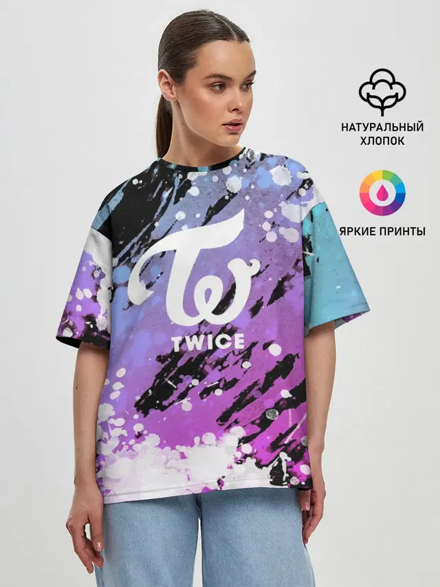 Женская футболка оверсайз с принтом «Twice»