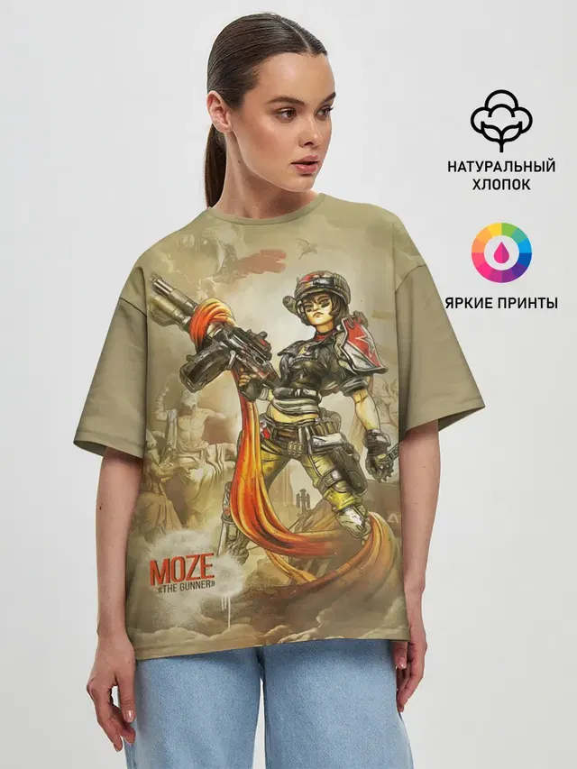 Женская футболка оверсайз с принтом «Borderlands — Moze»