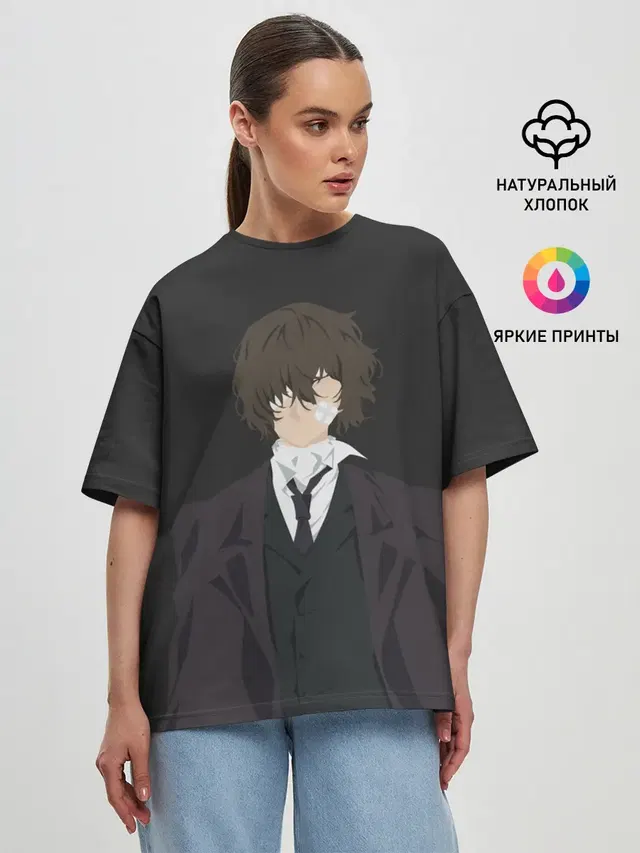 Женская футболка оверсайз с принтом «Osamu Dazai»