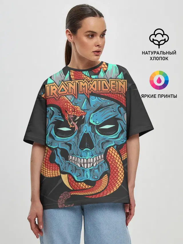 Женская футболка оверсайз с принтом «Skull»