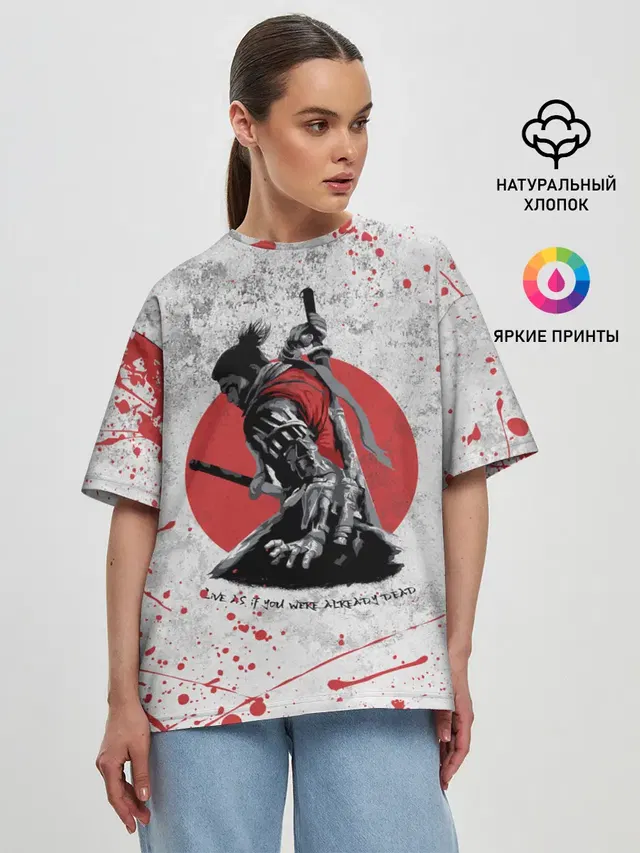 Женская футболка оверсайз с принтом «Sekiro shadow die twice»