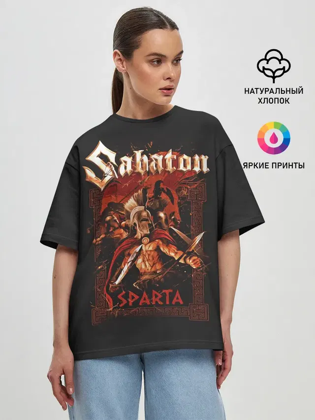 Женская футболка оверсайз с принтом «Sabaton — Sabaton - Sparta»