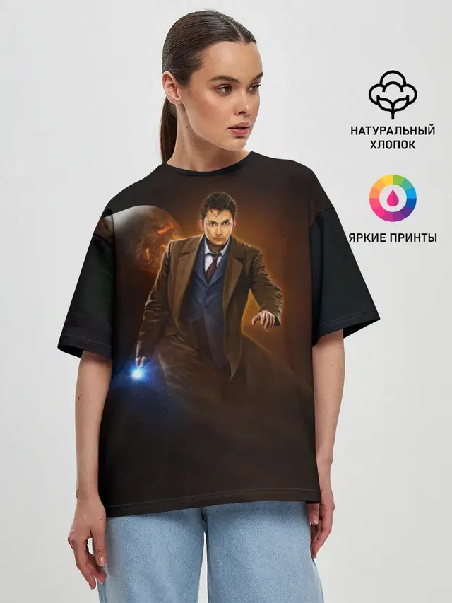 Женская футболка оверсайз с принтом «David Tennant»