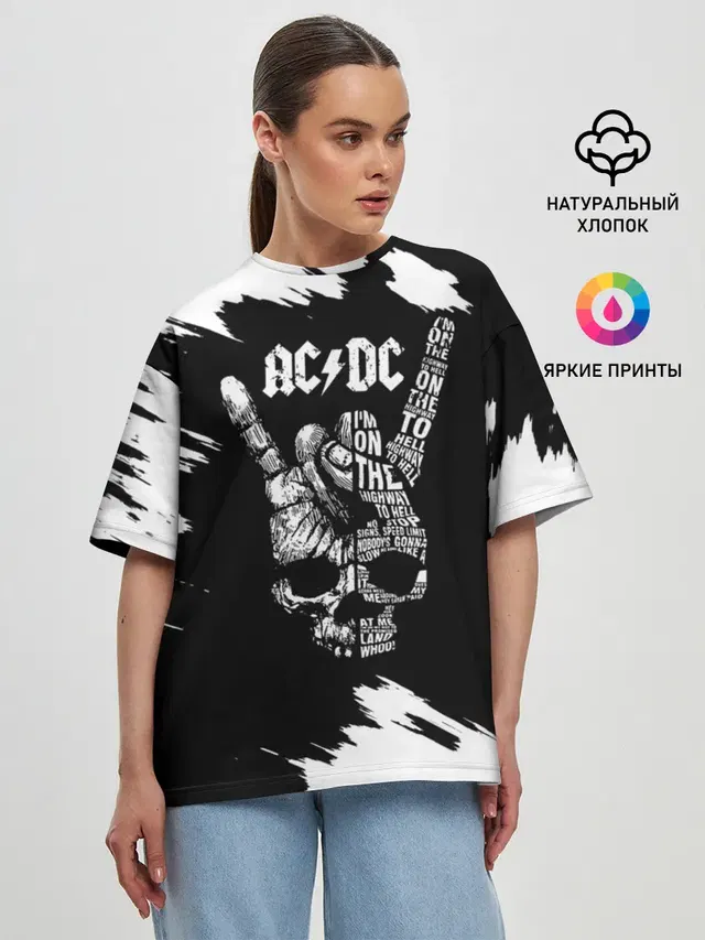 Женская футболка оверсайз с принтом «Rock hand»