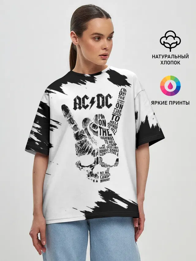 Женская футболка оверсайз с принтом «AC/DC»