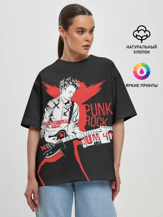 Женская футболка оверсайз с принтом «Sum41 — Punk-rock»