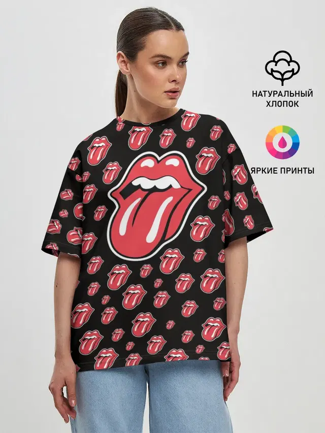 Женская футболка оверсайз с принтом «Rolling Stones»