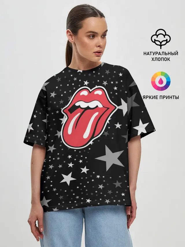Женская футболка оверсайз с принтом «Rolling Stones — rolling stones star»