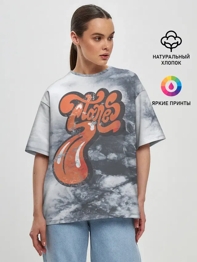 Женская футболка оверсайз с принтом «Rolling Stones»