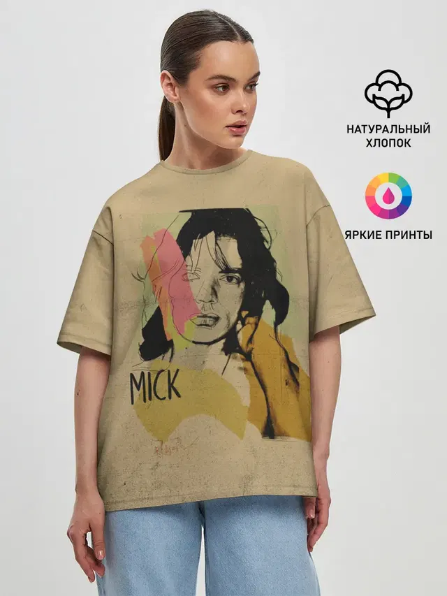 Женская футболка оверсайз с принтом «Rolling Stones — MICK JAGGER»