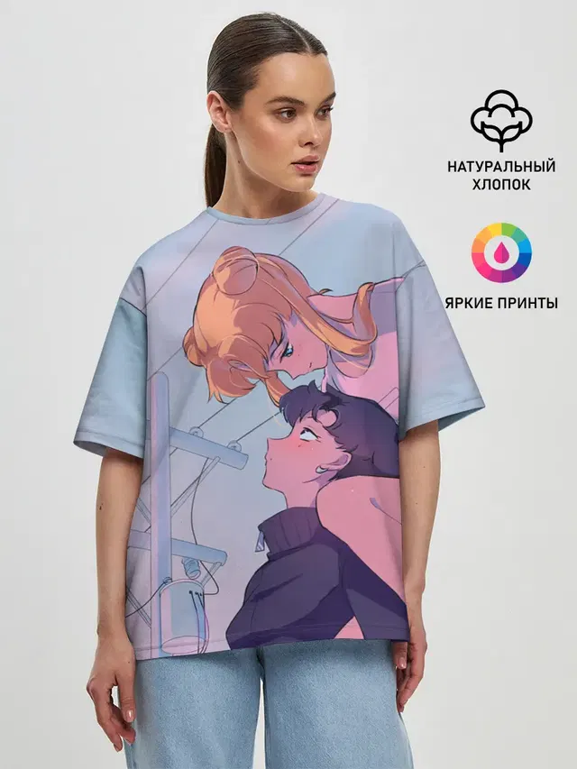 Женская футболка оверсайз с принтом «Anime»