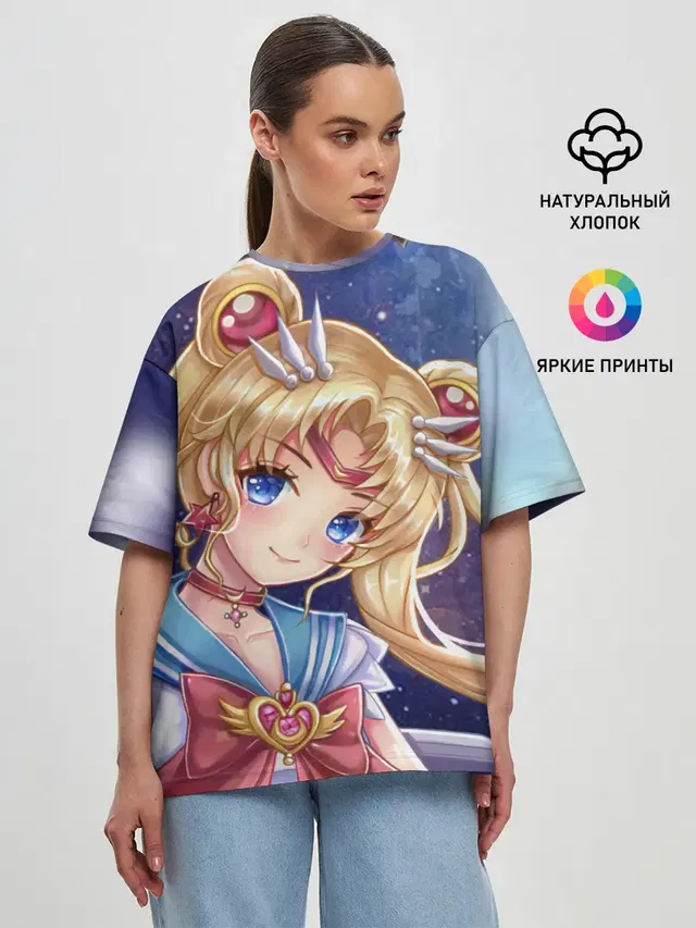 Женская футболка оверсайз с принтом «Sailor Moon»