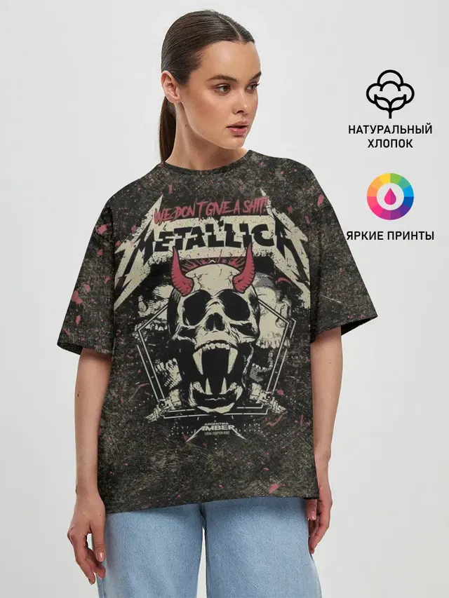 Женская футболка оверсайз с принтом «Metallica»