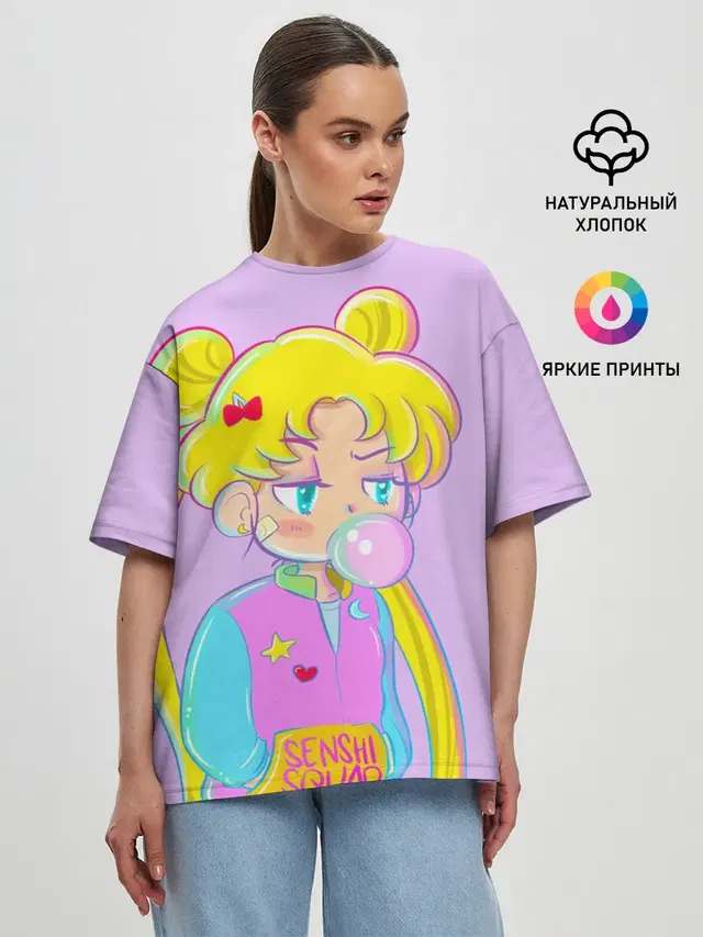 Женская футболка оверсайз с принтом «Senshi Squad»