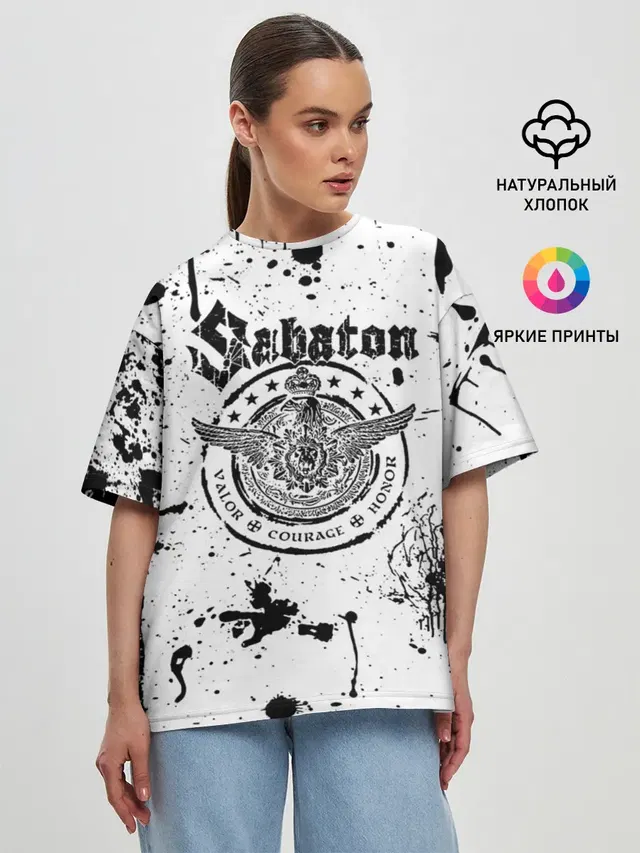 Женская футболка оверсайз с принтом «Sabaton»