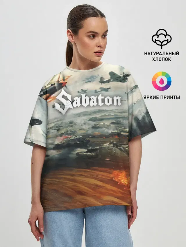Женская футболка оверсайз с принтом «Sabaton»