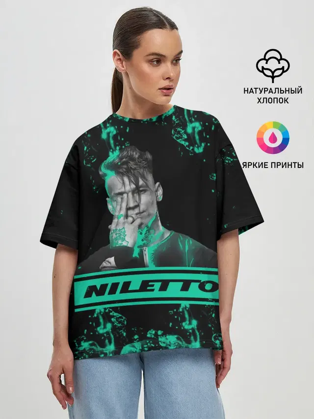 Женская футболка оверсайз с принтом «NILETTO»