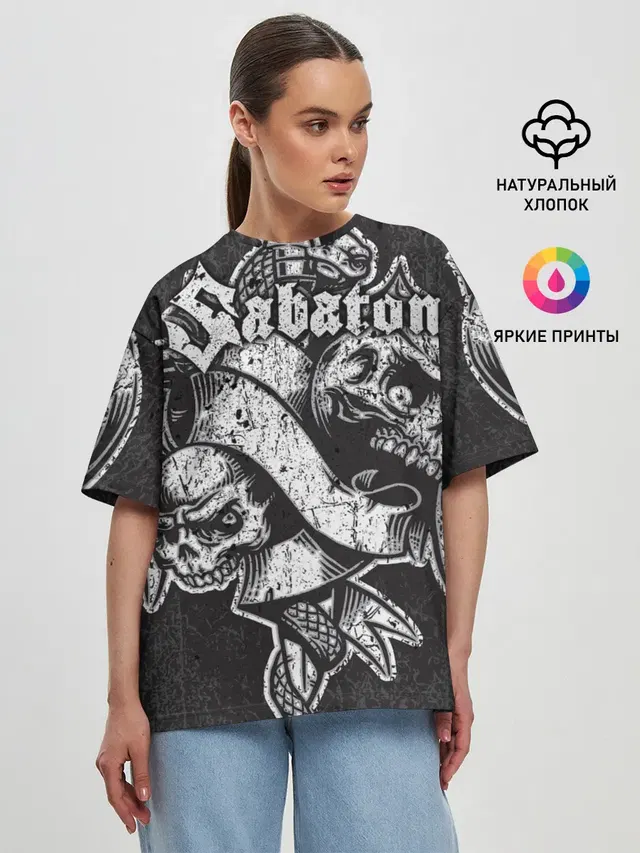 Женская футболка оверсайз с принтом «Sabaton»