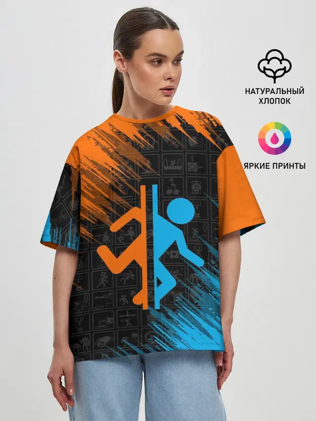 Женская футболка оверсайз с принтом «Portal — PORTAL 2»