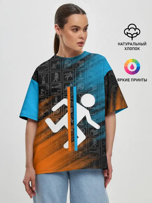 Женская футболка оверсайз с принтом «Portal — PORTAL 2»