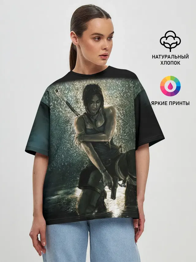 Женская футболка оверсайз с принтом «Tomb Raider»