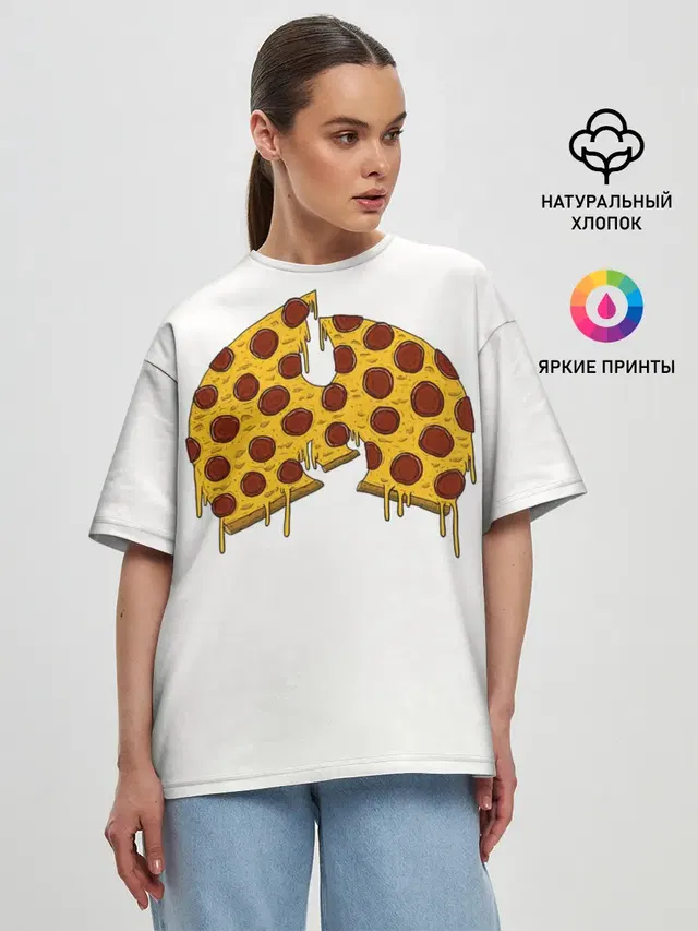 Женская футболка оверсайз с принтом «Wu-Tang Clan — Pizza Clan»