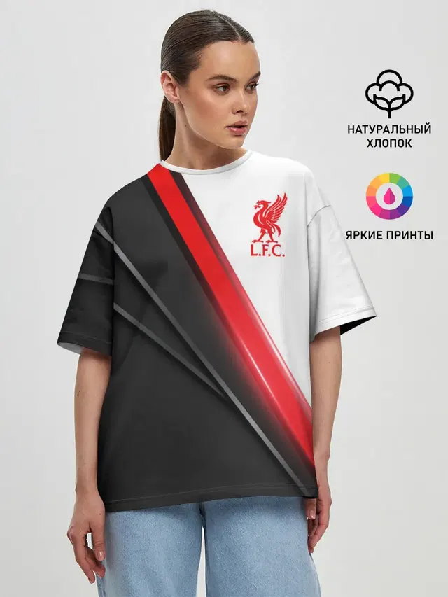 Женская футболка оверсайз с принтом «Liverpool bird crest — Liverpool F.C.»