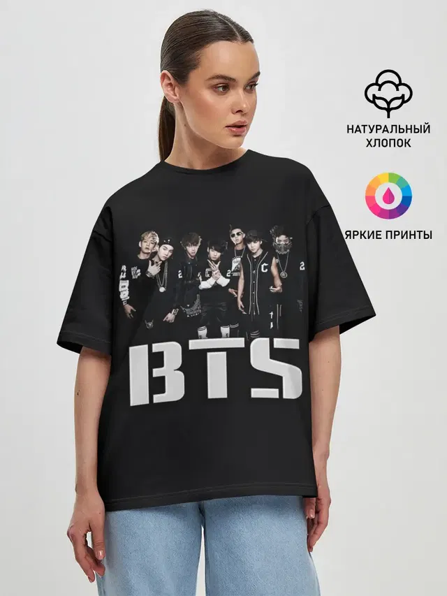 Женская футболка оверсайз с принтом «BTS»