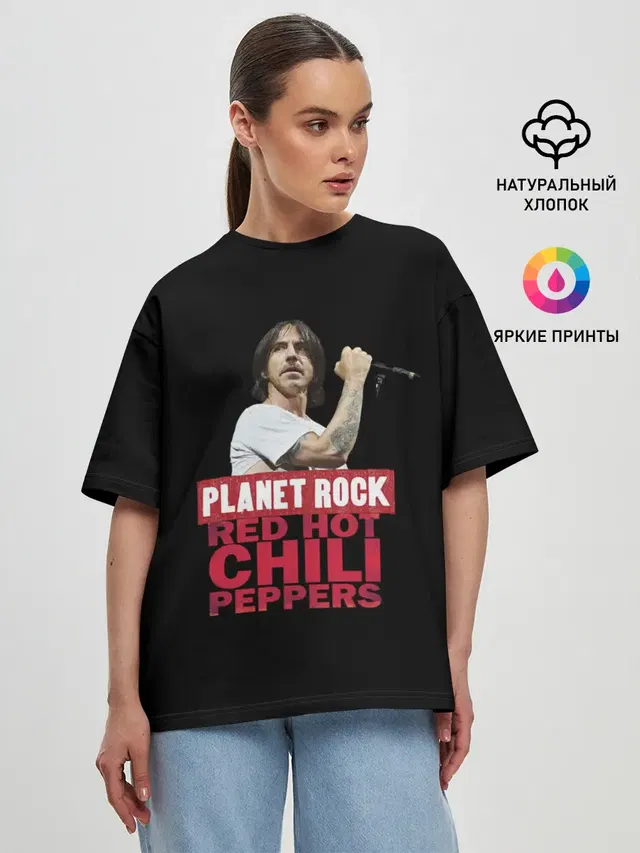 Женская футболка оверсайз с принтом «Rhcp»
