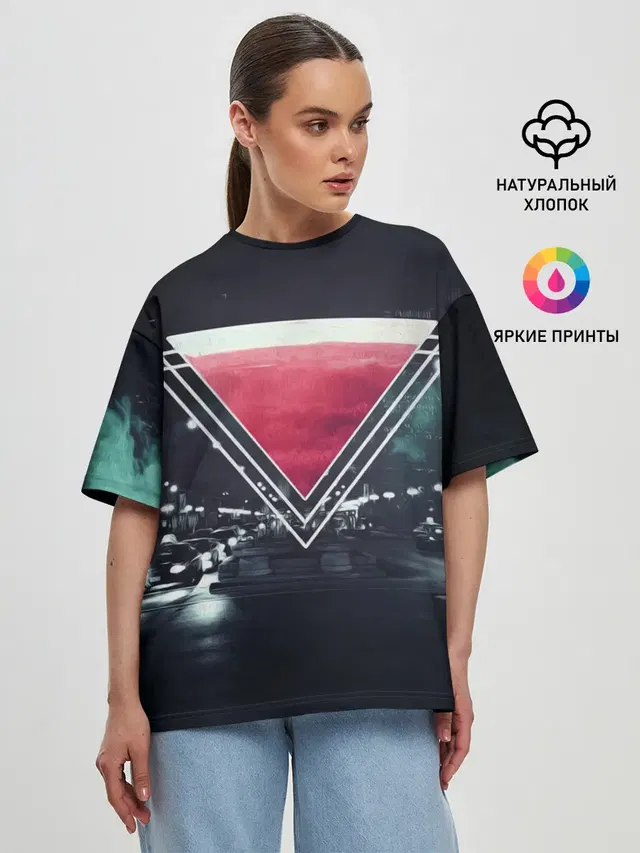Женская футболка оверсайз с принтом «Vaporwave — MUSIC»