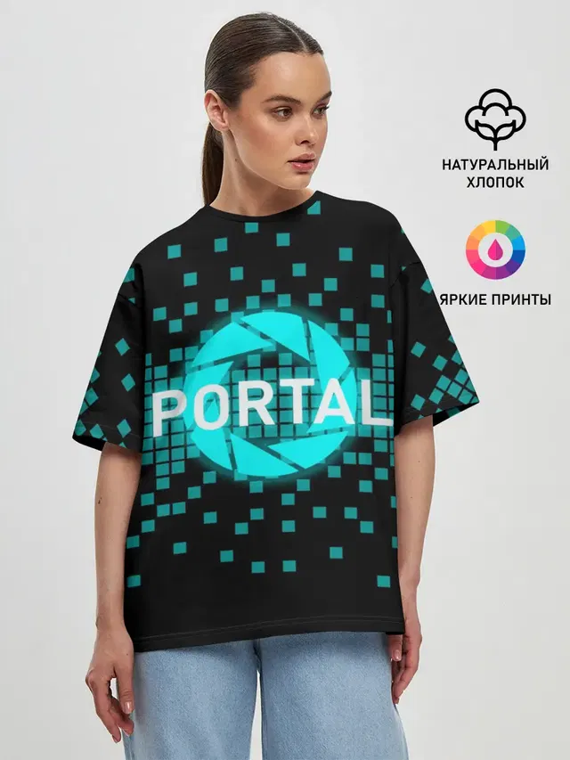Женская футболка оверсайз с принтом «Portal series»