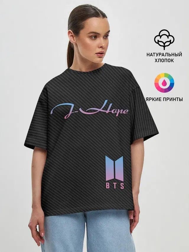 Женская футболка оверсайз с принтом «BTS — BTS J-Hope»