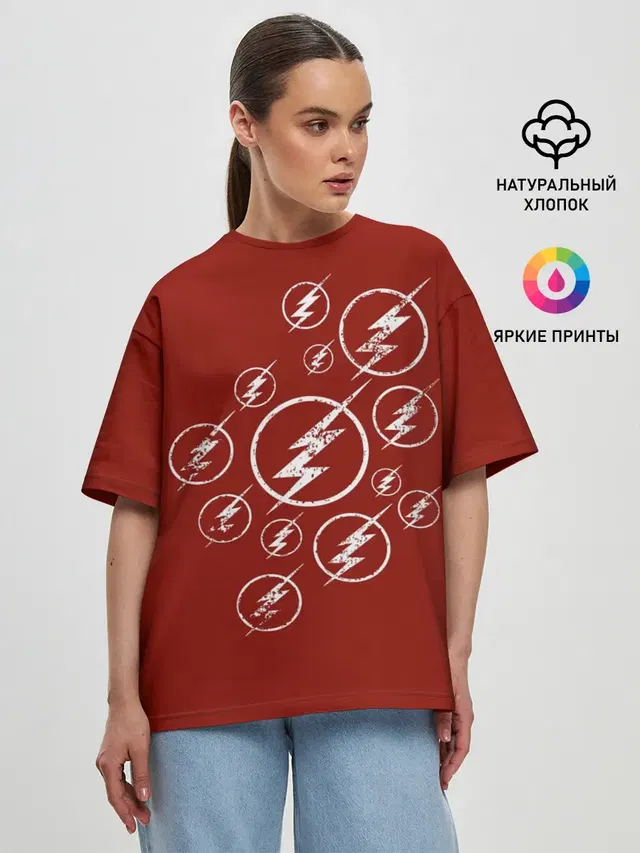 Женская футболка оверсайз с принтом «Флэш — The Flash Logo»
